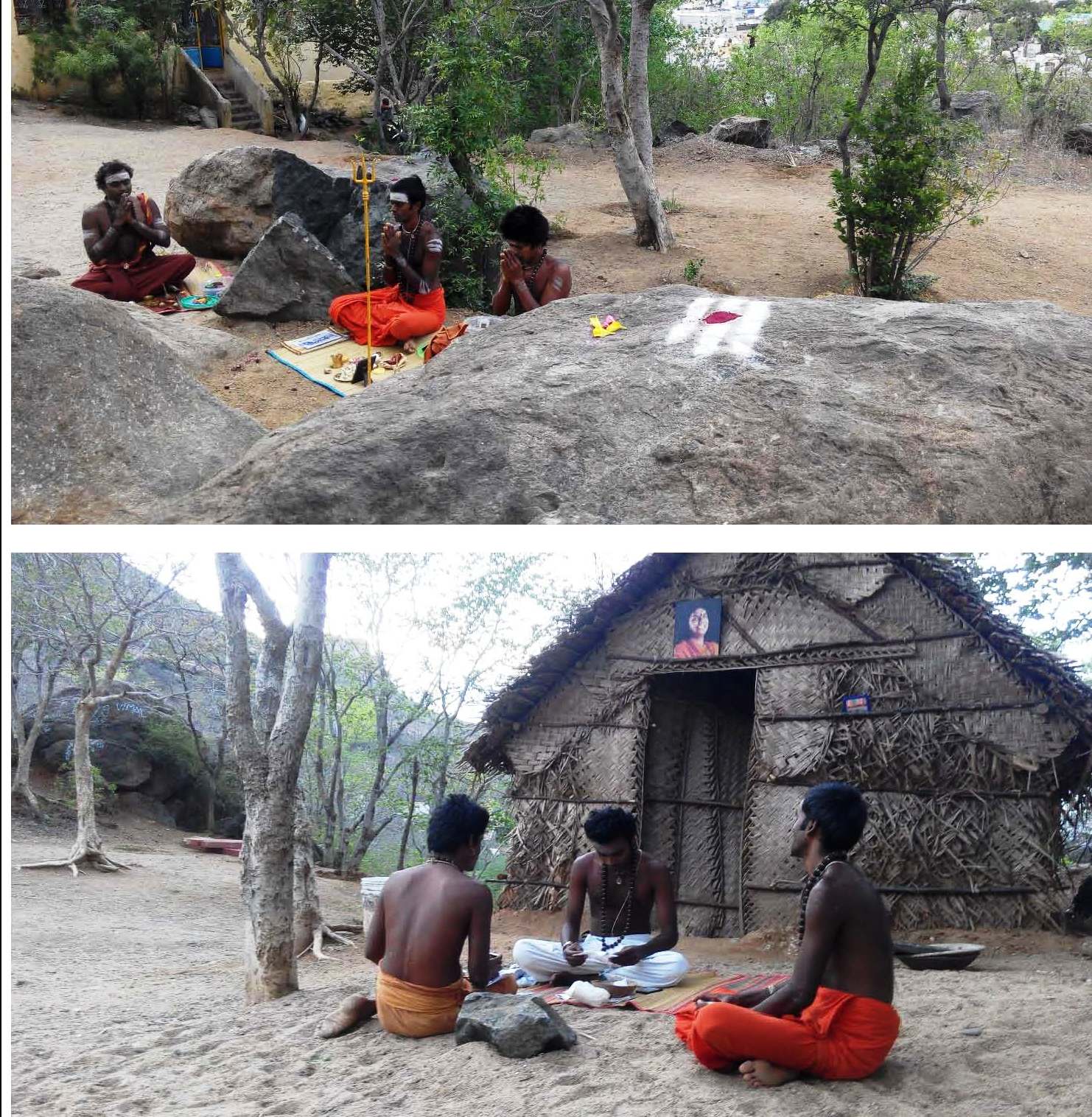 11 June 2017 – Sanyaasis of the Nithyananda Order offer worship, practice meditation and have spiritual discussions at Pavazha Kundru 