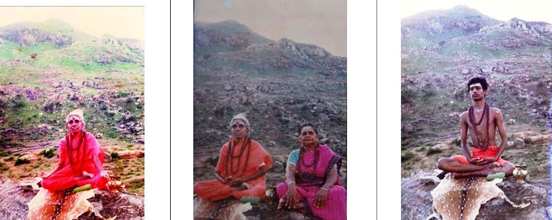 Photo : 1 Year 1993 (approximately) Mataji Kuppammal is sitting on The Sadashiva Shila – the enlightenment experience rock where Paramahamsa Nithyananda had the enlightenment experience at age 12 - in Pavazha Kundru with the same wooden staff and kamandalu (water pot) denoting the handover of these sacred items to her successor (Paramahamsa Nithyananda) in the lineage. photo : 2 Anusuya Paatti, the paternal grandmother of Paramahamsa Nithyananda is seen alongwith Mataji Kuppammal, sitting on The Sadashiva Shila in Pavazha Kundru. Mataji Kuppammal was known to Anusuya Paatti even before the birth of Paramahamsa Nithyananda. Photo : 3 In this picture Paramahamsa Nithyananda is seen seated on The Sadashiva Shila – His enlightenment experience rock - in Pavazha Kundru where he had his enlightenment experience. He sits with the very same danda (wooden staff) and kamandalu (water pot) given to him by Matha Vibhutananda Puri, or Mataji Kuppammal. 