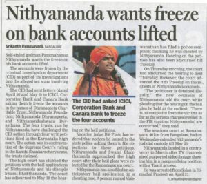 Illegal freezing of Bank Accounts which left disciples without any resources to live.